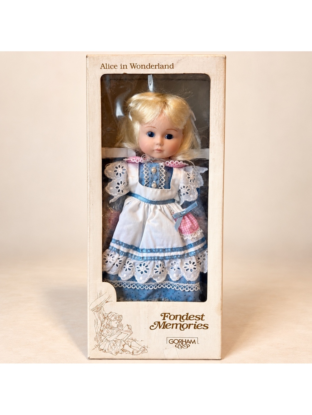 1987 Gorham Alice in Wonderland Porcelain Musical Doll VT 805 Original Box 16”